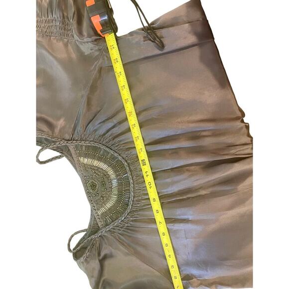 TRULY BY PART TWO TUNIC DRESS SILK GRAY SHINY SZ 6 EMBELLISHED CHIC WHIMSICAL - Picture 7 of 16